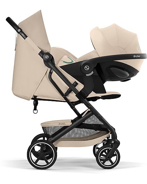 Cybex Beezy Stroller Almond Beige - Black Frame - The Most Compact Lights Strollers