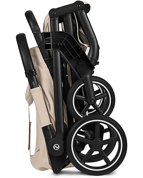 Cybex Beezy Stroller Almond Beige - Black Frame - The Most Compact Lights Strollers