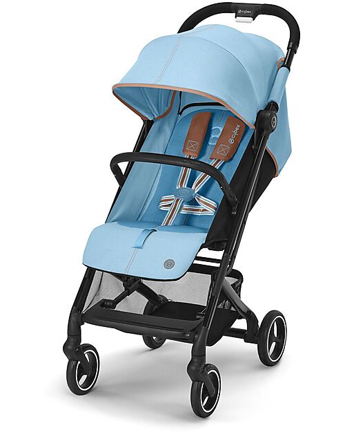 Cybex Beezy Stroller - Beach Blue/Turquoise - with One-Pull Harness Lights Strollers