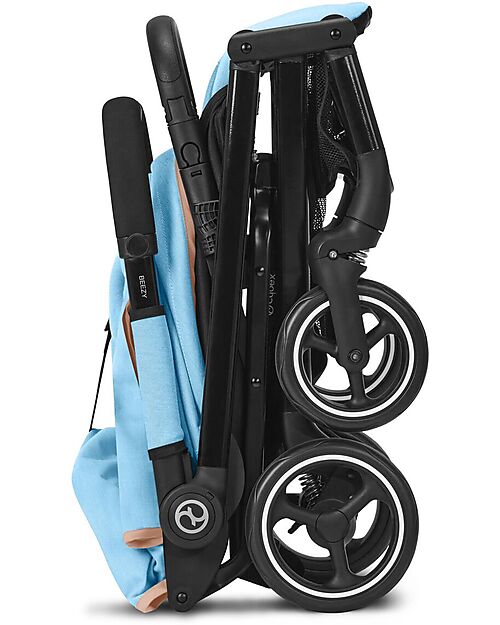 Cybex Beezy Stroller - Beach Blue/Turquoise - with One-Pull Harness Lights Strollers