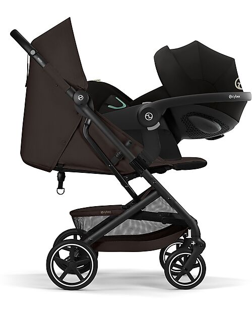 Cybex Beezy Stroller - Chocolate Brown - Black Frame - The Most Compact Lights Strollers