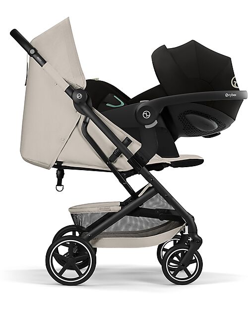 Cybex Beezy Stroller - Dune Grey - Black Frame - The Most Compact Lights Strollers