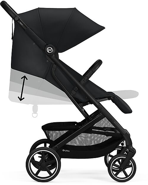Cybex Beezy Stroller - Magic Black - Black Frame - The Most Compact Lights Strollers