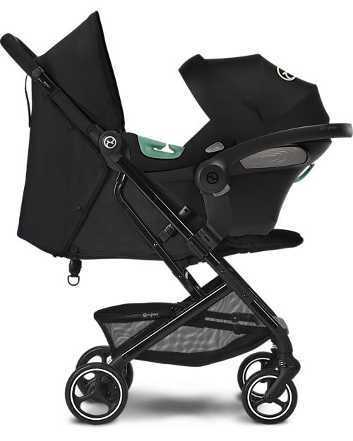 Cybex Beezy Stroller - Moon Black/Black - Comfort on the Go from Birth! Lights Strollers