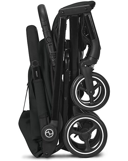 Cybex Beezy Stroller - Moon Black/Black - with One-Pull Harness Lights Strollers