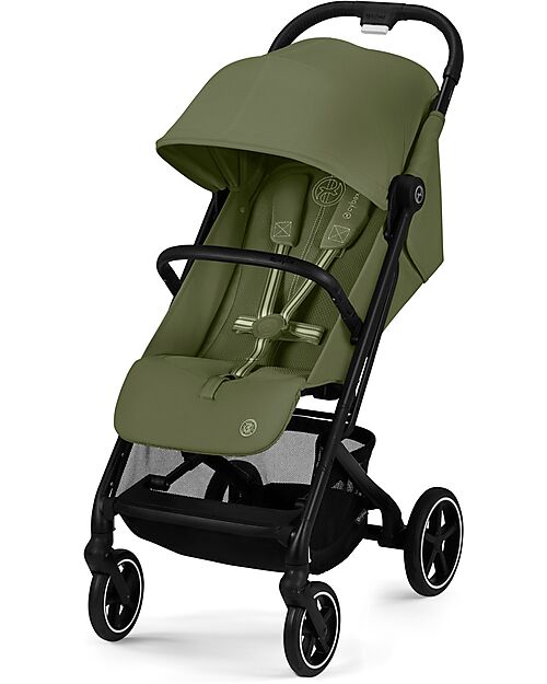 Cybex Beezy Stroller - Moss Green - Black Frame - The Most Compact Lights Strollers