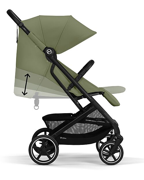 Cybex Beezy Stroller - Moss Green - Black Frame - The Most Compact Lights Strollers