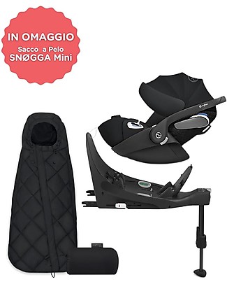 Cybex Cloud Z i-Size Infant Car Seat - Deep Black + Base Z + SNØGGA Mini Footmuff for Free! Car Seats Group 0+/1