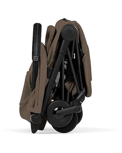 Cybex Coya Stroller Coconut Brown - Matt Black Frame - Lightweight and Ultra-Compact Foot Board