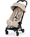 Cybex Coya Stroller Cozy Beige - Matt Black Frame - Lightweight and Ultra-Compact Foot Board