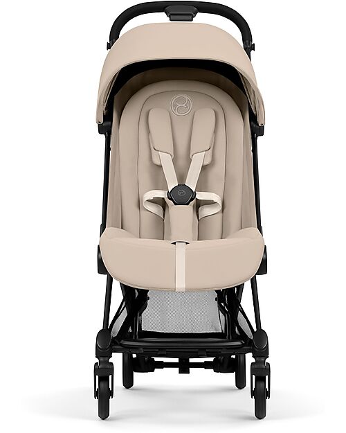 Cybex Coya Stroller Cozy Beige - Matt Black Frame - Lightweight and Ultra-Compact Foot Board