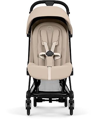 Cybex Coya Stroller Cozy Beige - Matt Black Frame - Lightweight and Ultra-Compact Foot Board