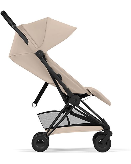 Cybex Coya Stroller Cozy Beige - Matt Black Frame - Lightweight and Ultra-Compact Foot Board