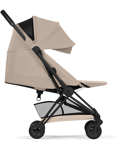 Cybex Coya Stroller Cozy Beige - Matt Black Frame - Lightweight and Ultra-Compact Foot Board
