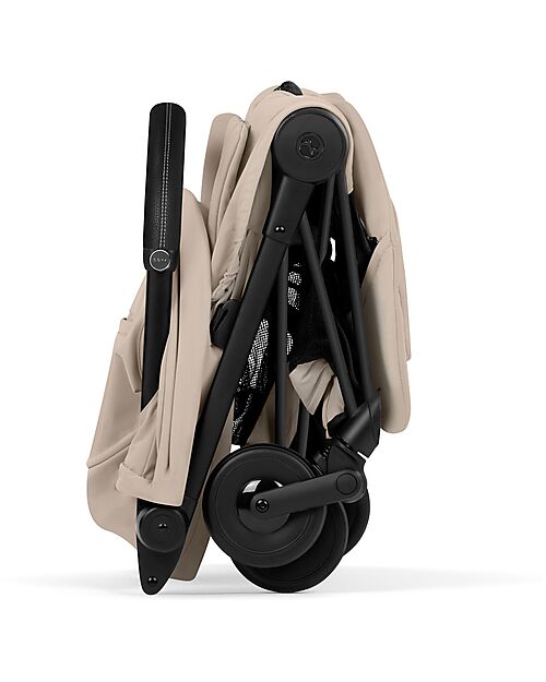 Cybex Coya Stroller Cozy Beige - Matt Black Frame - Lightweight and Ultra-Compact Foot Board