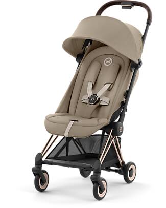 Cybex Coya Stroller - Cozy Beige Rosegold Frame - Light and Ultra-Compact from Birth to 4 Years Lights Strollers