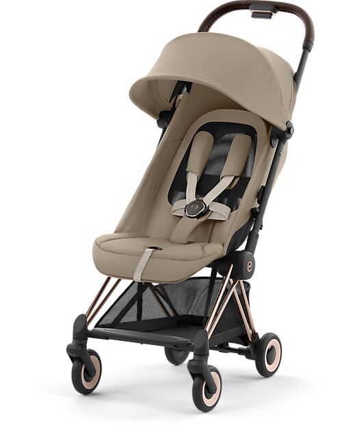 Cybex Coya Stroller - Cozy Beige Rosegold Frame - Light and Ultra-Compact from Birth to 4 Years Lights Strollers