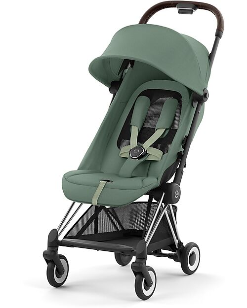 Cybex Coya Stroller - Leaf Green Chrome Frame - Light and Ultra-Compact from Birth to 4 Years Lights Strollers