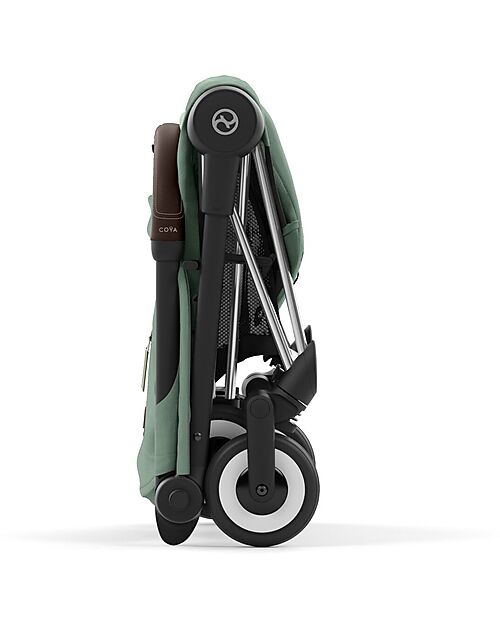 Cybex Coya Stroller - Leaf Green Chrome Frame - Light and Ultra-Compact from Birth to 4 Years Lights Strollers