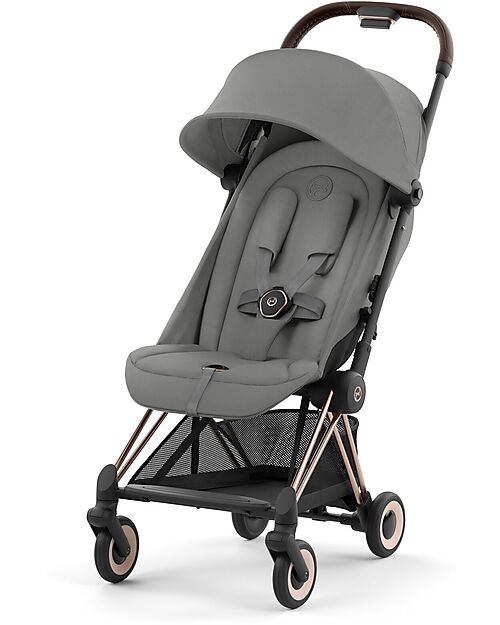 Cybex Coya Stroller - Mirage Grey Rosegold Frame - Light and Ultra-Compact from Birth to 4 Years Lights Strollers
