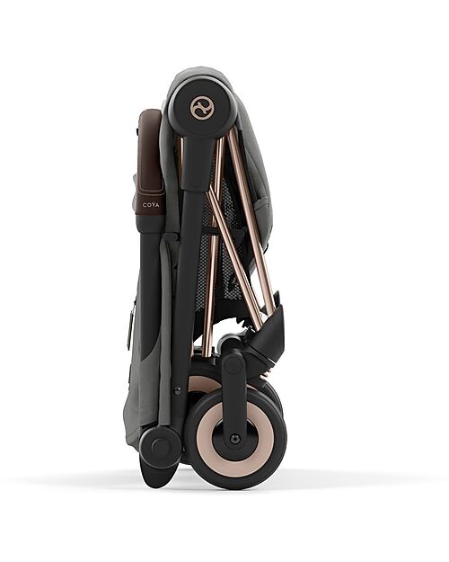 Cybex Coya Stroller - Mirage Grey Rosegold Frame - Light and Ultra-Compact from Birth to 4 Years Lights Strollers