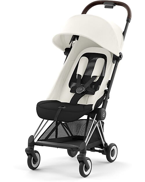 Cybex Coya Stroller - Off White Chrome Frame - Light and Ultra-Compact from Birth to 4 Years Lights Strollers