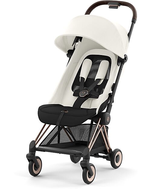 Cybex Coya Stroller - Off White Rosegold Frame - Light and Ultra-Compact from Birth to 4 Years Lights Strollers