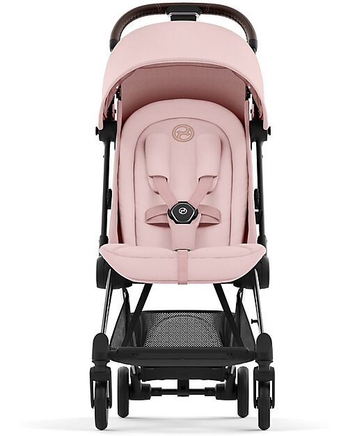 Cybex Coya Stroller - Peach Pink Chrome Frame - Light and Ultra-Compact from Birth to 4 Years Lights Strollers