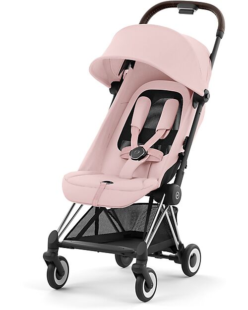 Cybex Coya Stroller - Peach Pink Chrome Frame - Light and Ultra-Compact from Birth to 4 Years Lights Strollers