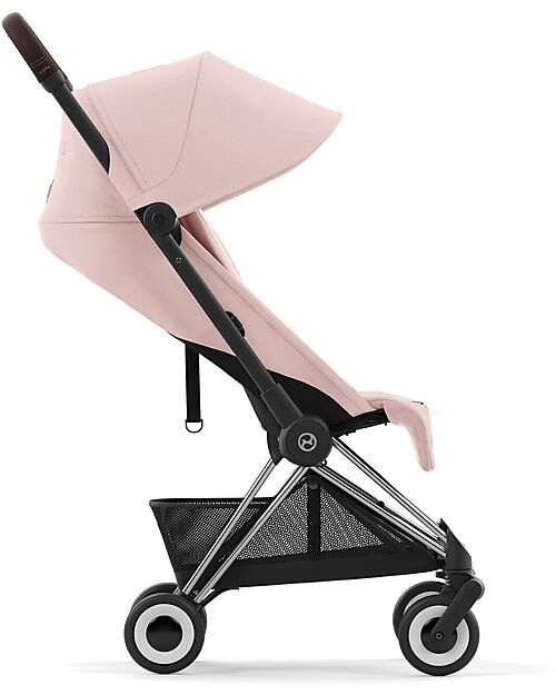 Cybex Coya Stroller - Peach Pink Chrome Frame - Light and Ultra-Compact from Birth to 4 Years Lights Strollers