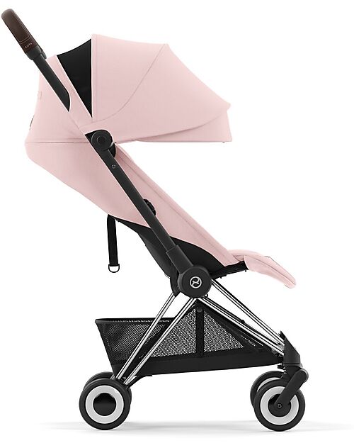 Cybex Coya Stroller - Peach Pink Chrome Frame - Light and Ultra-Compact from Birth to 4 Years Lights Strollers