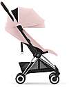 Cybex Coya Stroller - Peach Pink Chrome Frame - Light and Ultra-Compact from Birth to 4 Years Lights Strollers