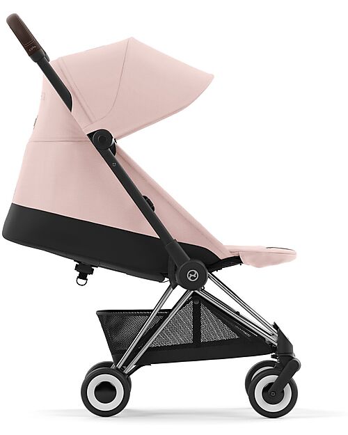 Cybex Coya Stroller - Peach Pink Chrome Frame - Light and Ultra-Compact from Birth to 4 Years Lights Strollers