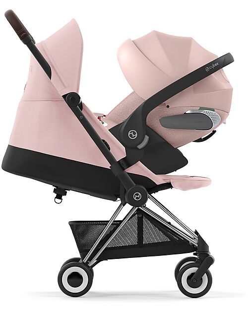 Cybex Coya Stroller - Peach Pink Chrome Frame - Light and Ultra-Compact from Birth to 4 Years Lights Strollers