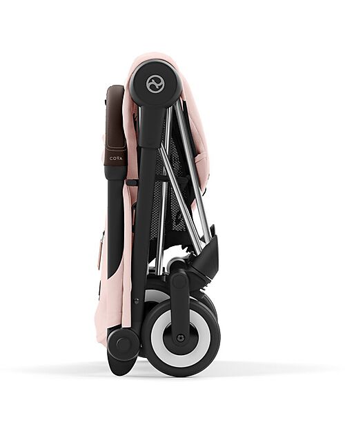 Cybex Coya Stroller - Peach Pink Chrome Frame - Light and Ultra-Compact from Birth to 4 Years Lights Strollers