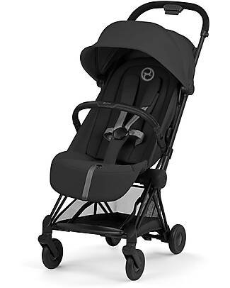 Cybex Coya Stroller Sepia Black - Matt Black Frame - Lightweight and Ultra-Compact Foot Board