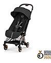Cybex Coya Stroller Sepia Black - Rosegold Frame - Lightweight and Ultra-Compact Foot Board