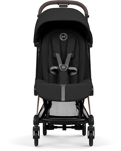 Cybex Coya Stroller Sepia Black - Rosegold Frame - Lightweight and Ultra-Compact Foot Board