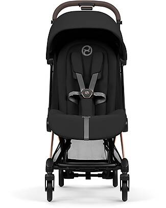 Cybex Coya Stroller Sepia Black - Rosegold Frame - Lightweight and Ultra-Compact Foot Board