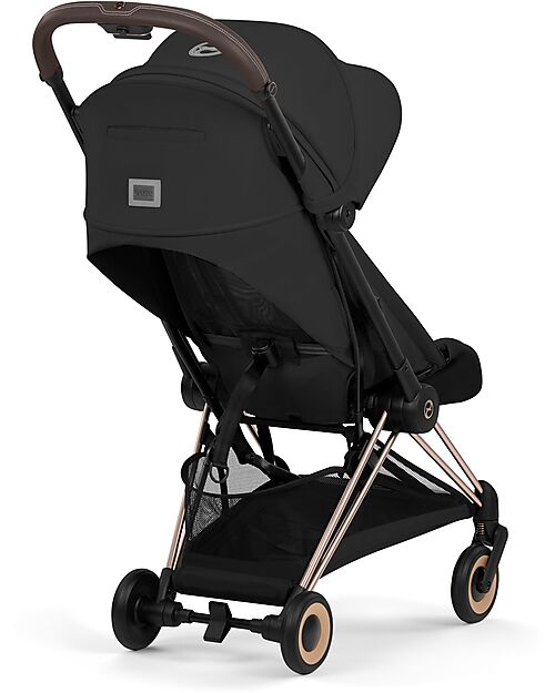 Cybex Coya Stroller Sepia Black - Rosegold Frame - Lightweight and Ultra-Compact Foot Board