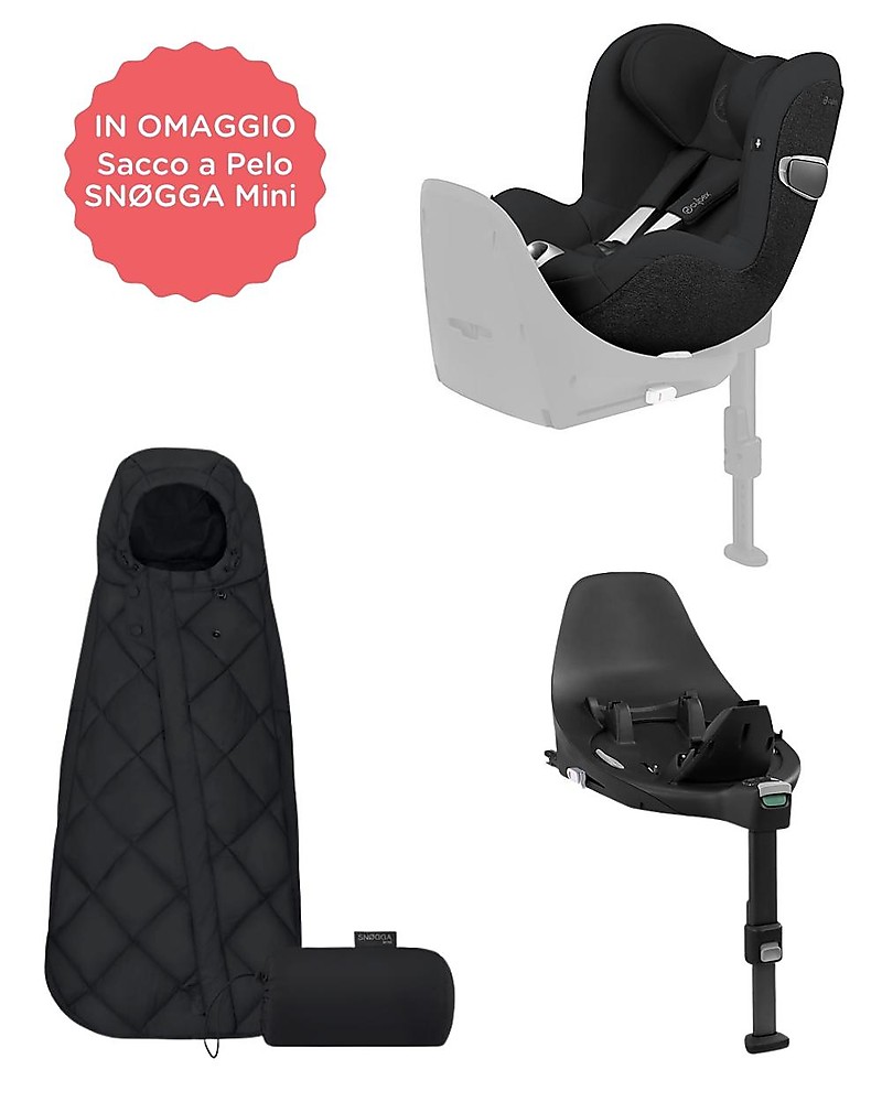 Cybex Deep Black Sirona Z i-Size car seat + Base Z + SNØGGA Mini