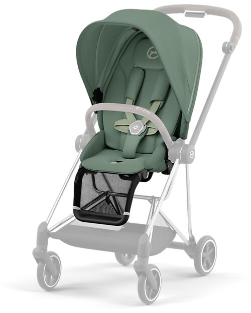 Cybex DUO Mios3 - Frame Stroller Chrome Black with Seat Pack and Carrycot Leaf Green Trio and Duo Strollers