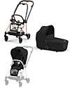 Cybex DUO Mios3 - Frame Stroller Rosegold with Seat Pack and Carrycot Sepia Black Trio and Duo Strollers