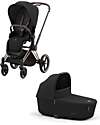 Cybex DUO Priam4 - Frame Stroller Rosegold with Seat Pack and Carrycot Sepia Black Trio and Duo Strollers