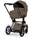 Cybex e-Priam Duo Comfort Matt Black Frame with Seat and Foldable Carrycot Coconut Brown Foot Board