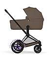 Cybex e-Priam Duo Comfort Matt Black Frame with Seat and Foldable Carrycot Coconut Brown Foot Board