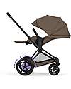 Cybex e-Priam Duo Comfort Matt Black Frame with Seat and Foldable Carrycot Coconut Brown Foot Board