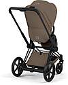 Cybex e-Priam Duo Comfort Matt Black Frame with Seat and Foldable Carrycot Coconut Brown Foot Board