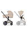 Cybex e-Priam Duo Comfort Matt Black Frame with Seat and Foldable Carrycot Cozy Beige Foot Board