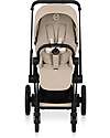 Cybex e-Priam Duo Comfort Matt Black Frame with Seat and Foldable Carrycot Cozy Beige Foot Board